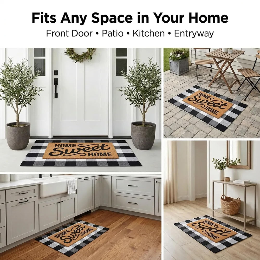 Lifestyle image showing the doormat set at a home entryway