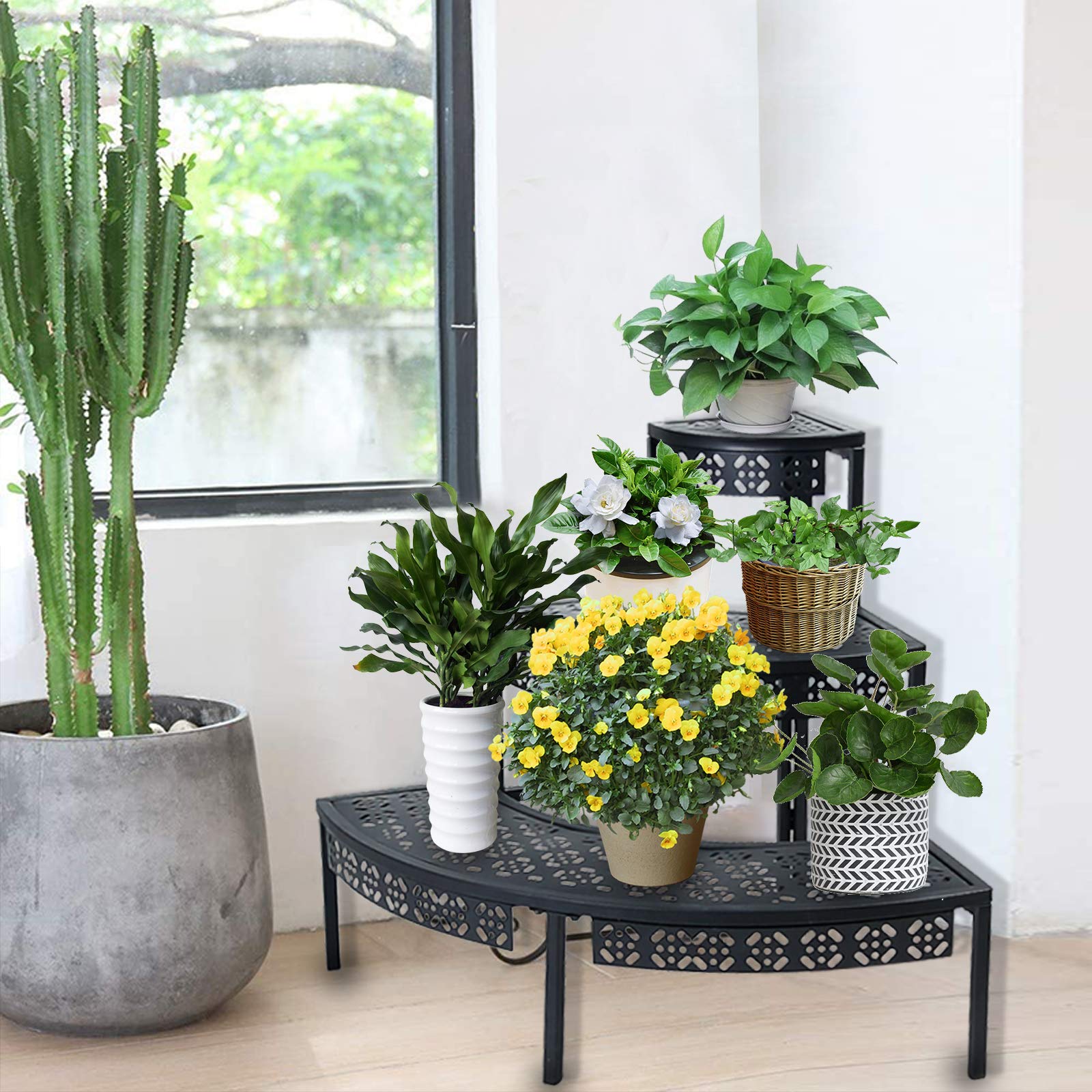 Lifestyle scene of aboxoo plant stand in a garden setting