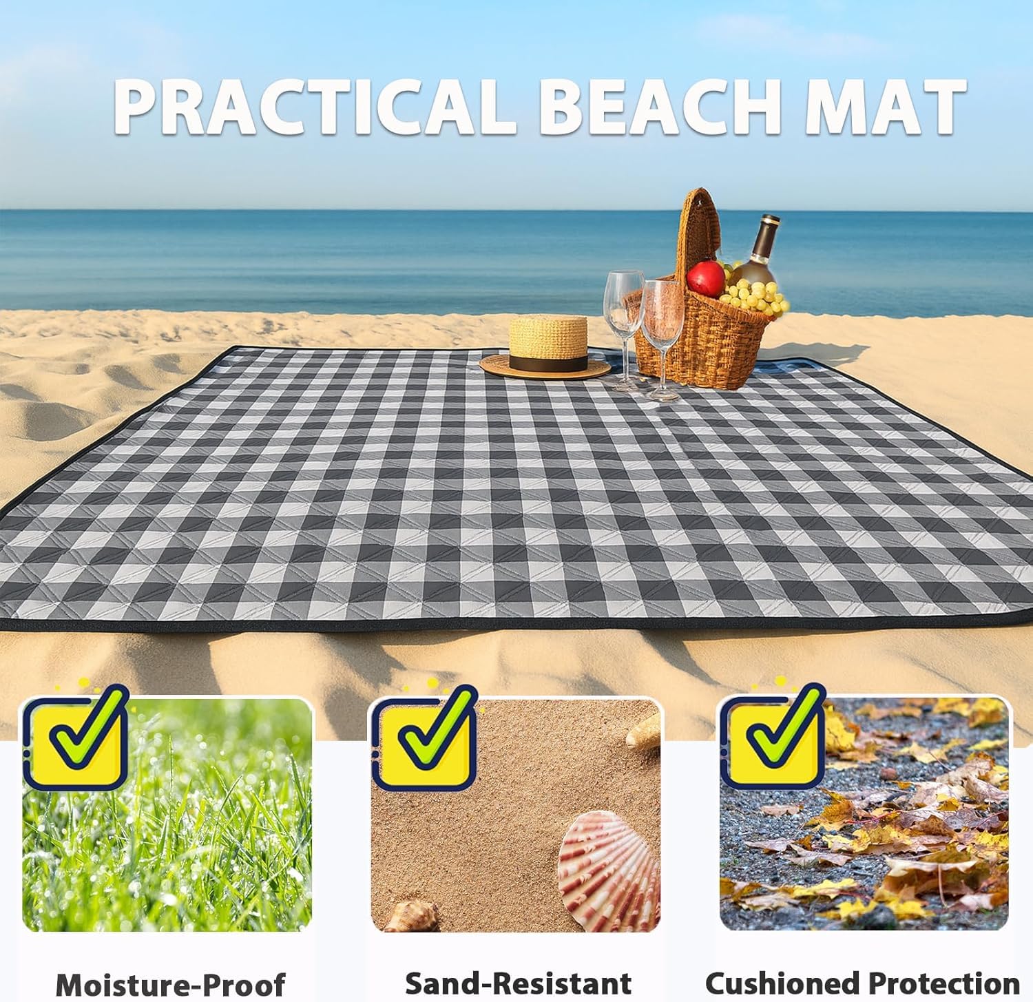 Lifestyle scene of family using TigeJoy picnic blanket