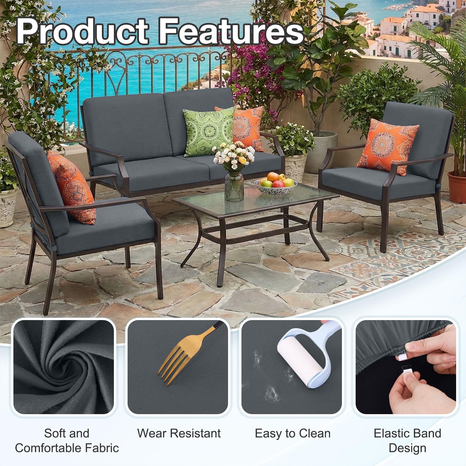 Lifestyle scene of hyha cushion covers at poolside