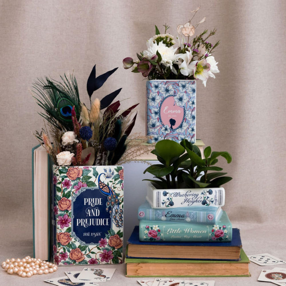 Lifestyle scene of the ceramic planter on a desk