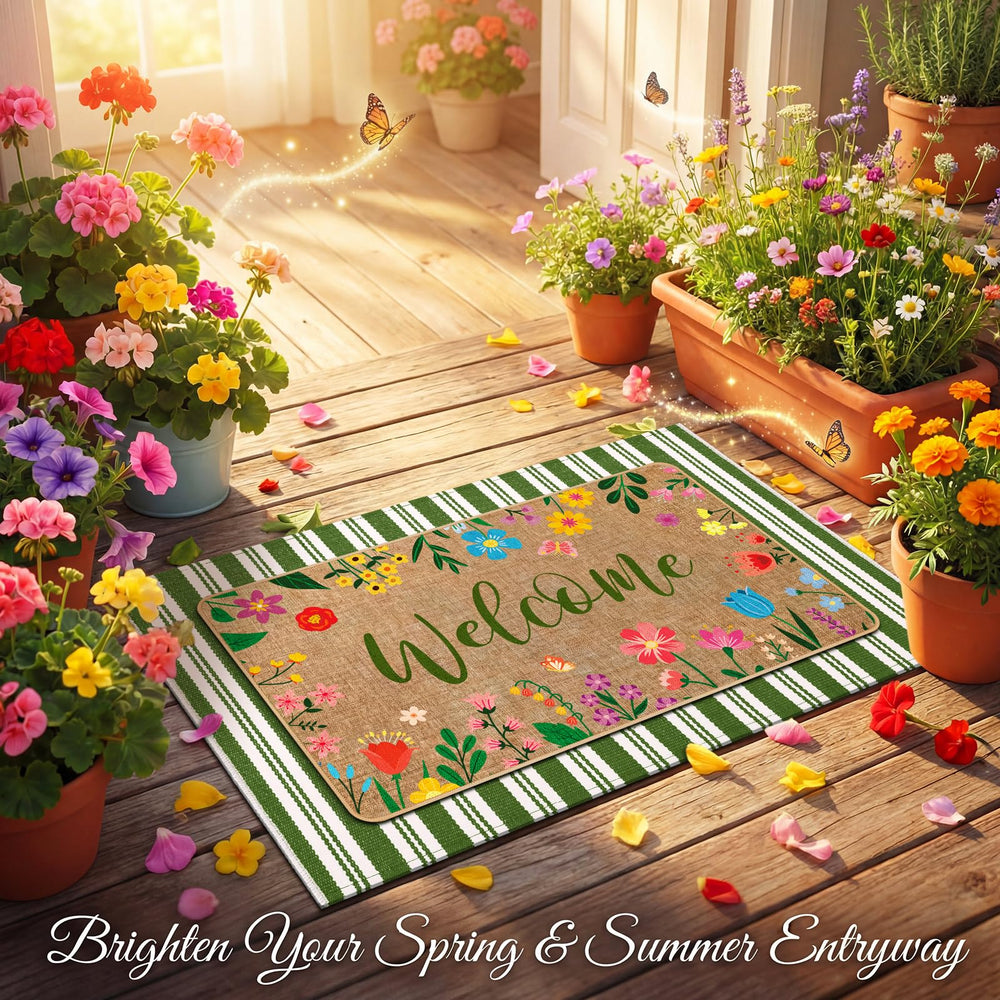Lifestyle scene of the doormat set at an entrance