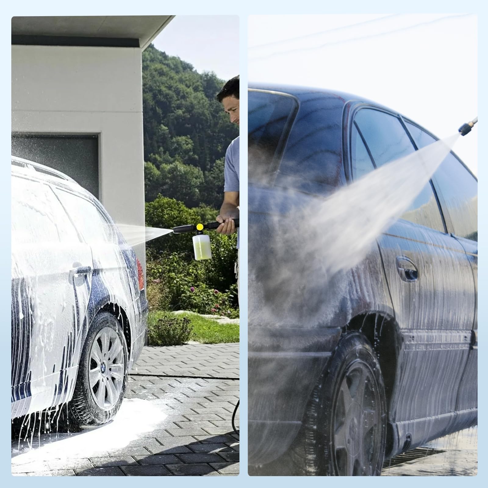 Lifestyle scene using SEPLY Pressure Washer Short Gun for car wash