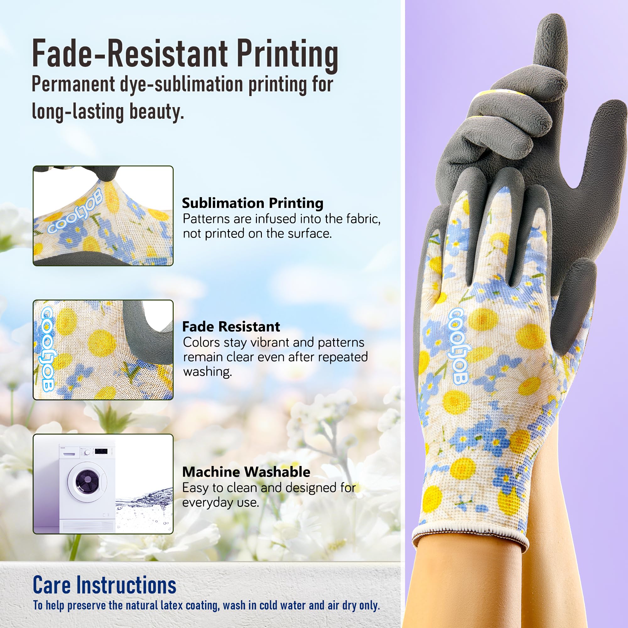 Lifestyle scene with COOLJOB Gardening Gloves being used in a garden