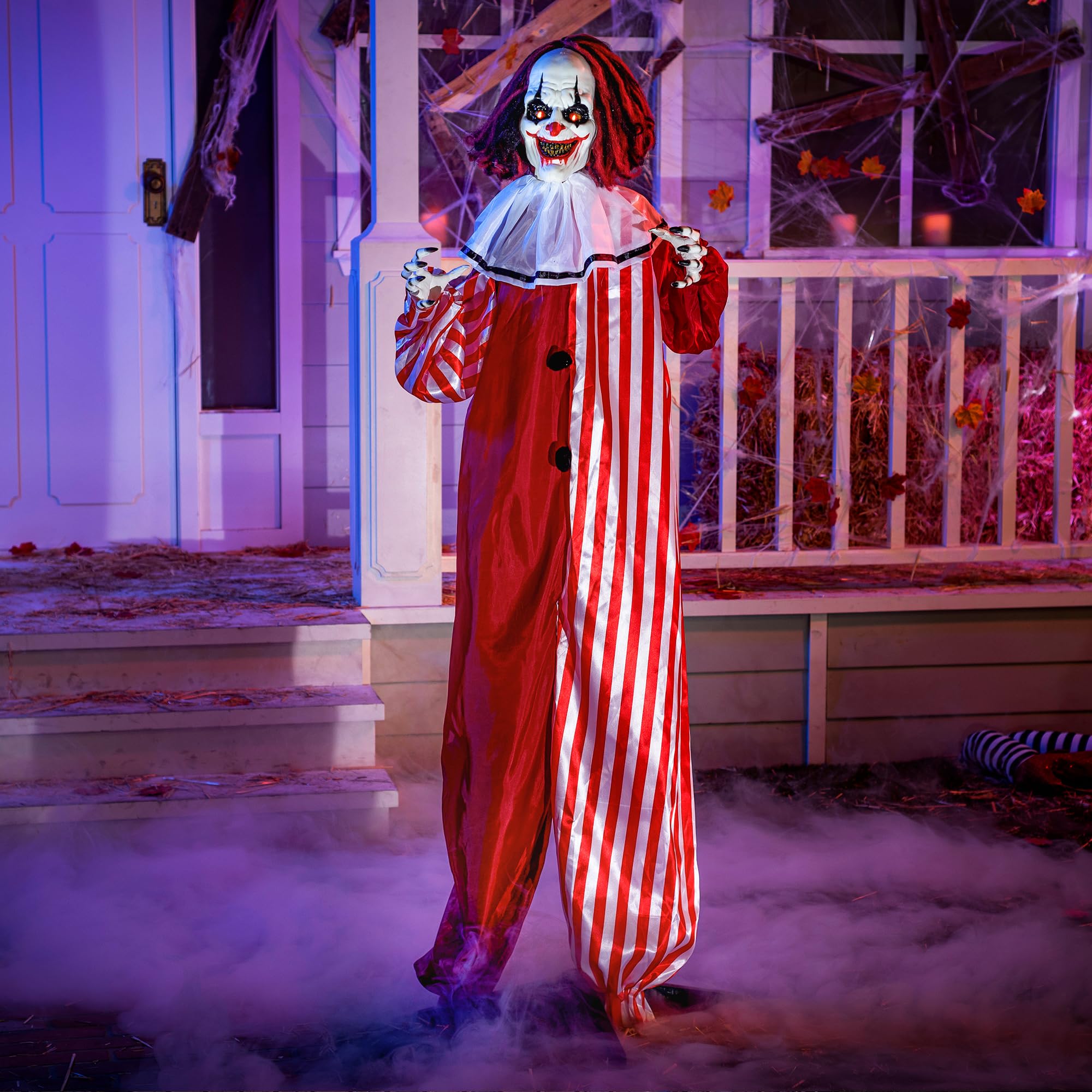 Lifestyle scene with JOYIN Scary Clown in a haunted yard