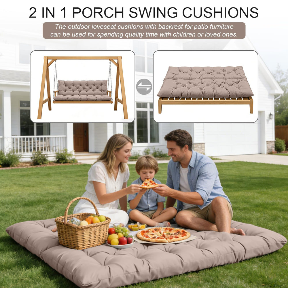 Lifestyle scene with LCYY.TG Porch Swing Cushion in use