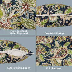 Lifestyle scene with LVTXIII lumbar pillow covers on garden furniture