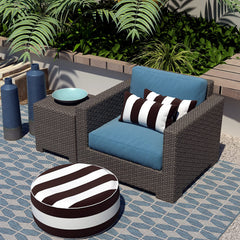 Lifestyle scene with LVTXIII lumbar pillow covers on patio furniture