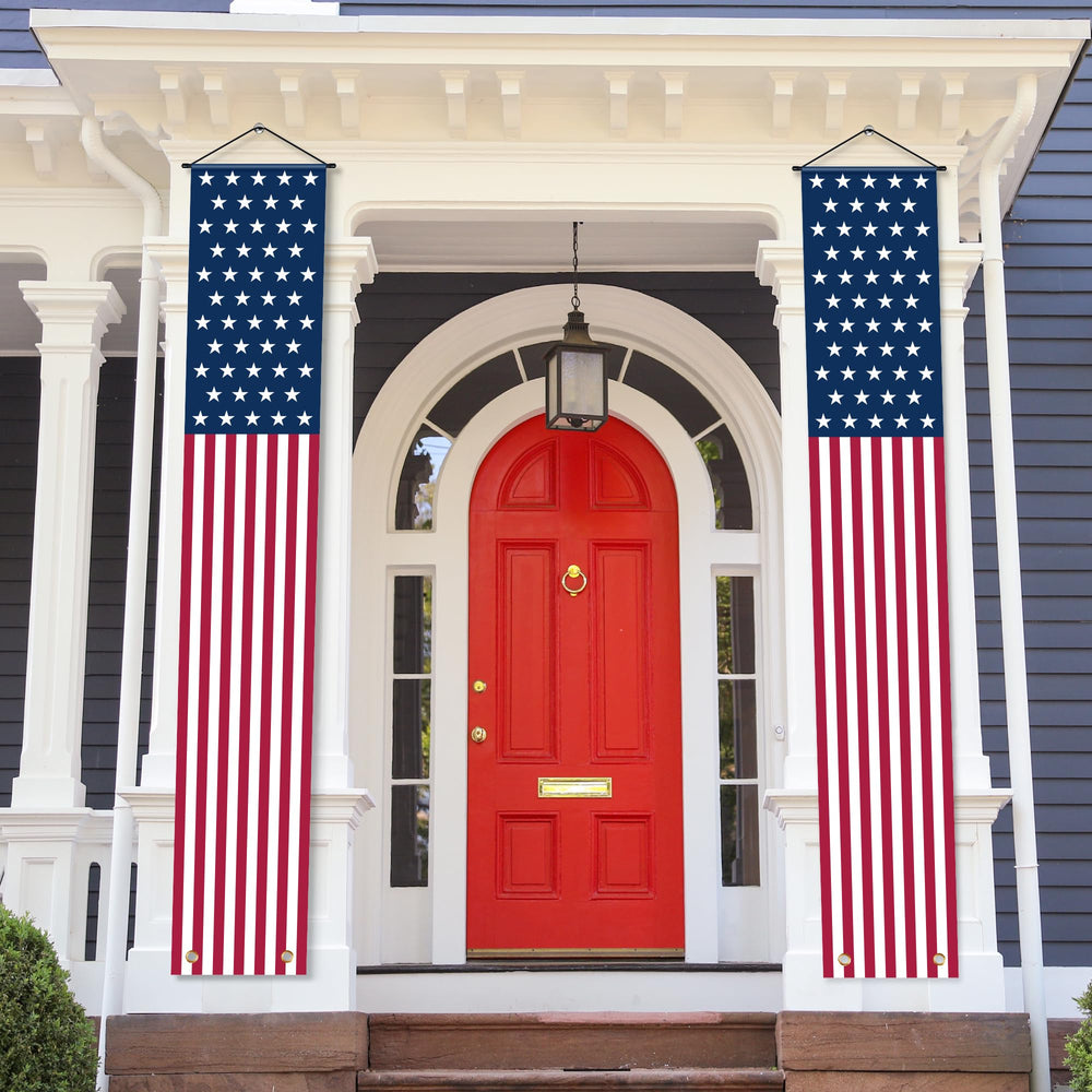 Lifestyle scene with OHOME 4th of July Porch Banner at a backyard party