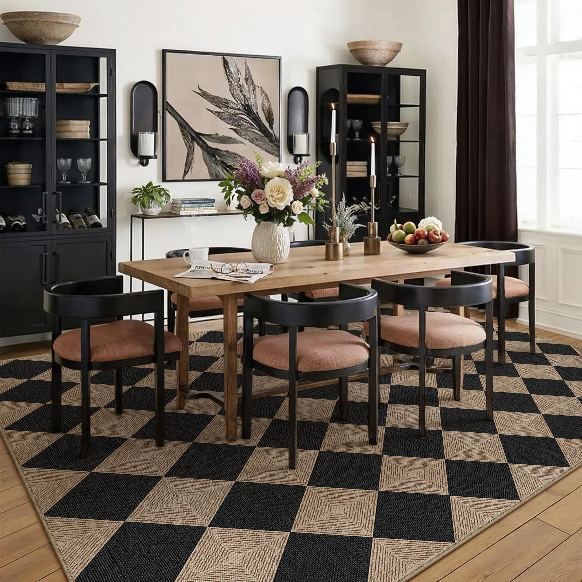 Lifestyle scene with PureCozy 5x7 rug in a modern living room