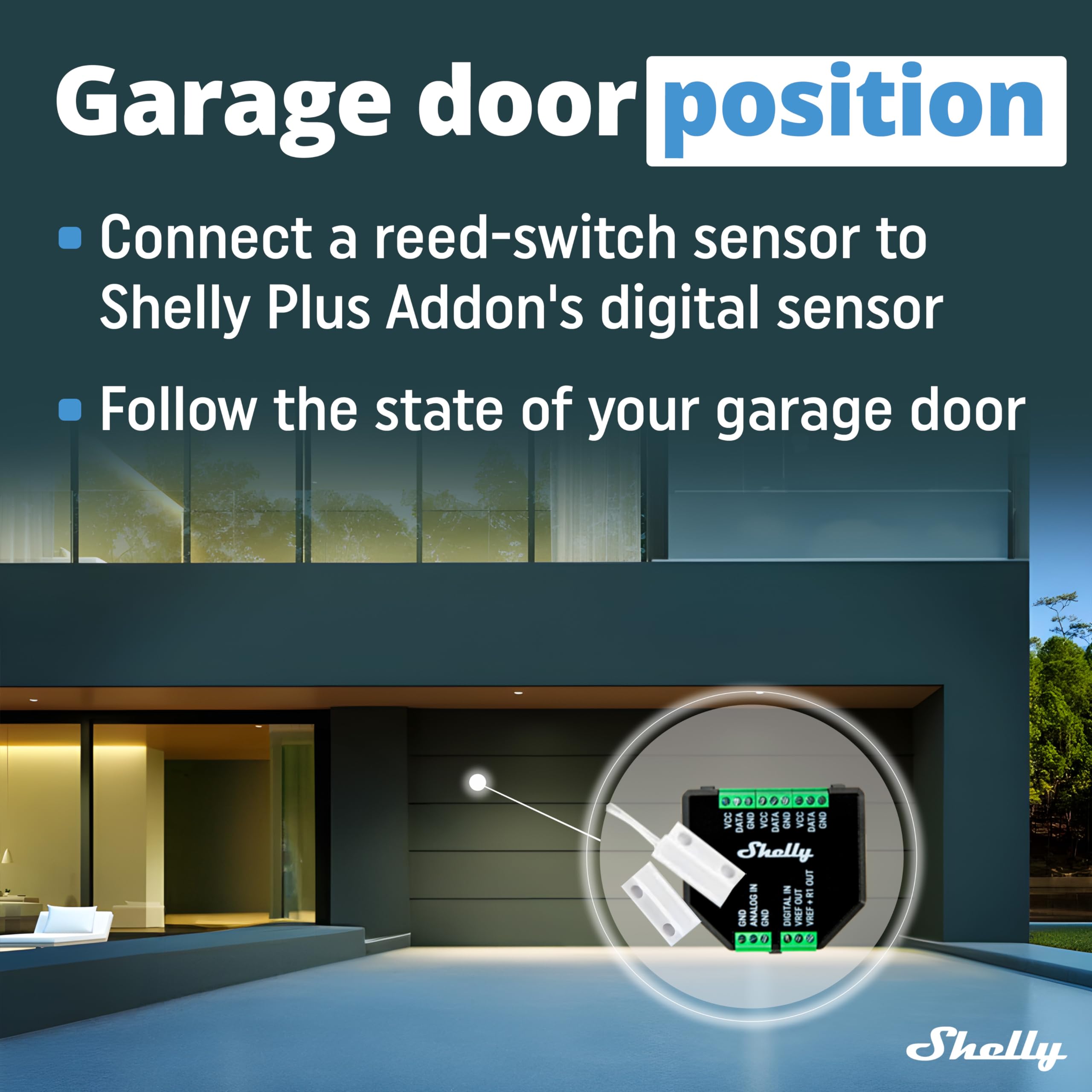 Lifestyle scene with Shelly Plus Add-On in a smart home setup