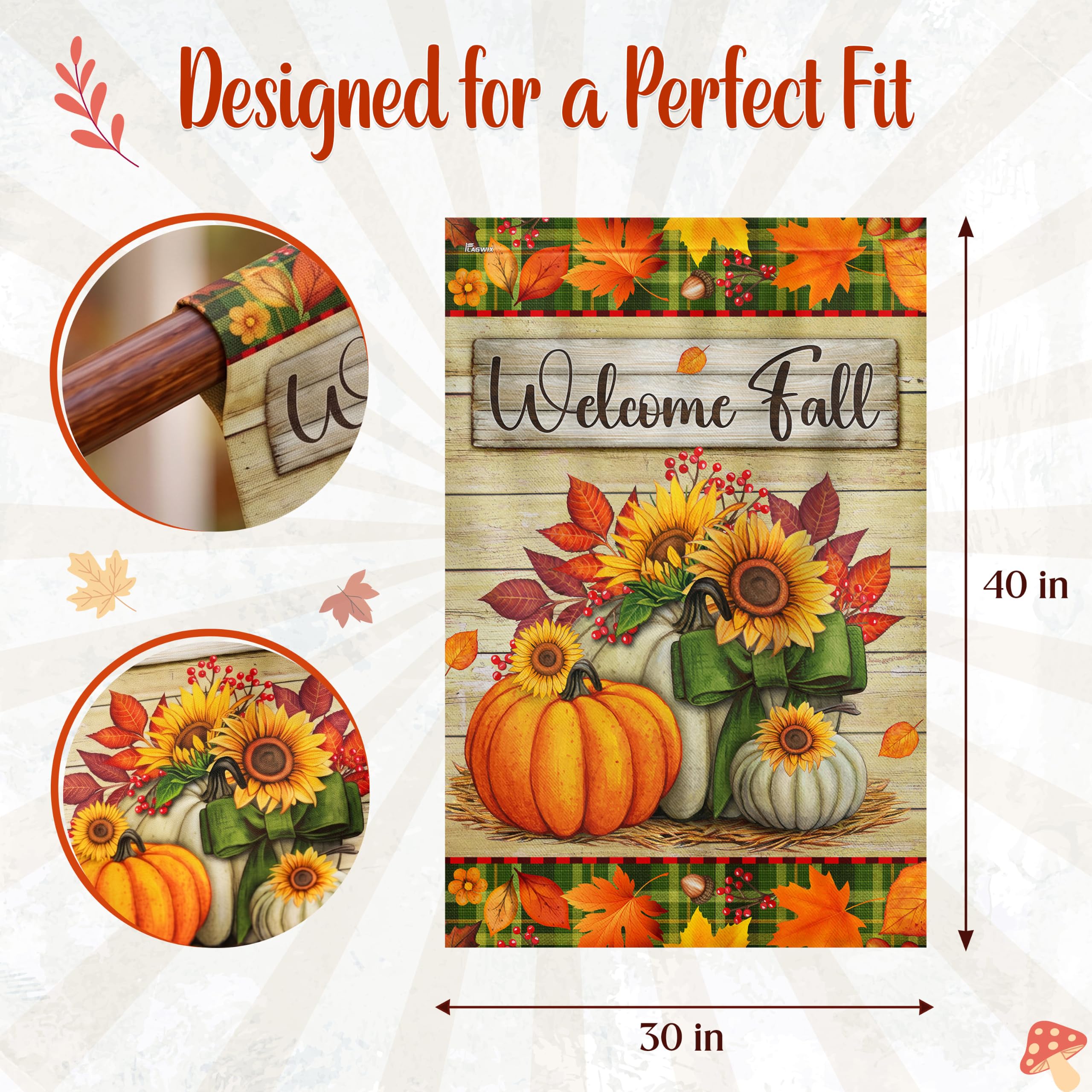 Lifestyle shot of FLAGWIX Fall Pumpkin Garden Flag in use