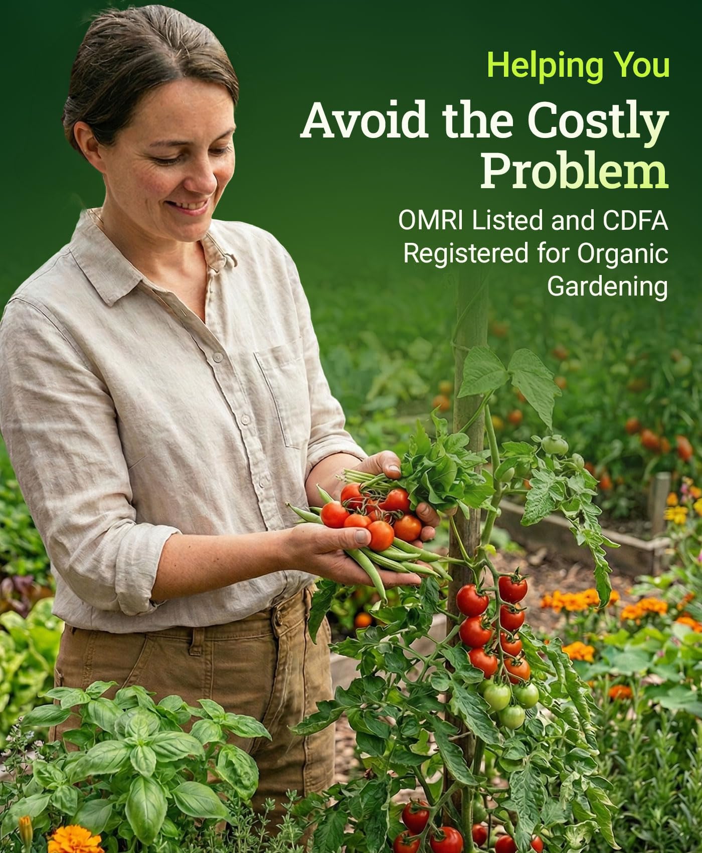 Lifestyle shot of FoxFarm Cal Mag being used in a garden setting