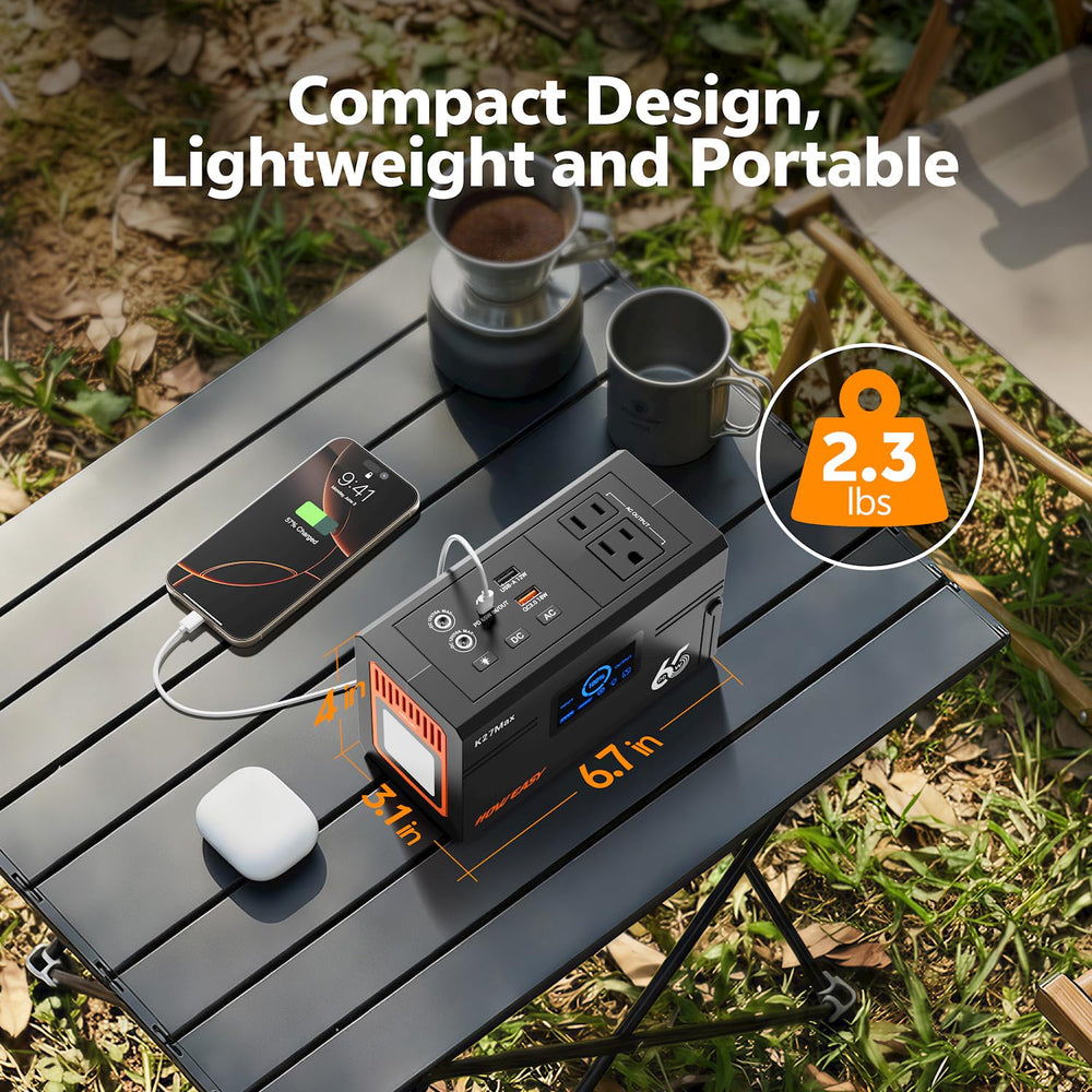 Lifestyle shot of HOWEASY Portable Power Station 135W in use outdoors