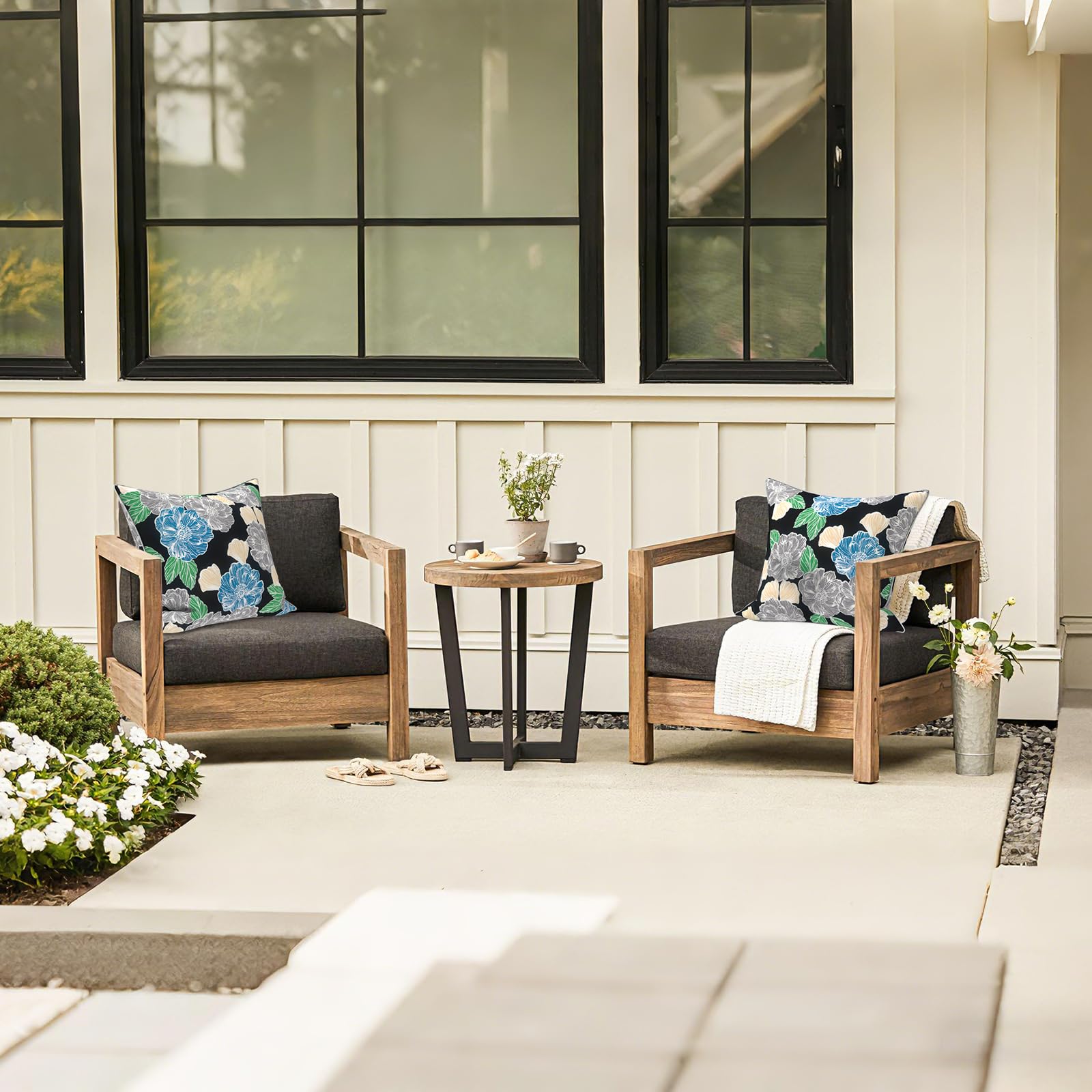 Lifestyle shot of LVTXIII pillow covers in outdoor setting