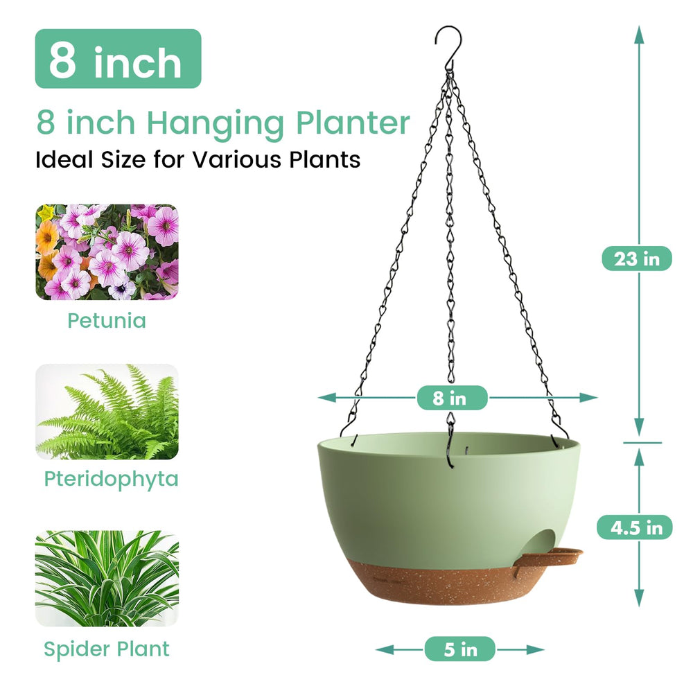 Lifestyle shot of UOUZ hanging planters in a garden setting