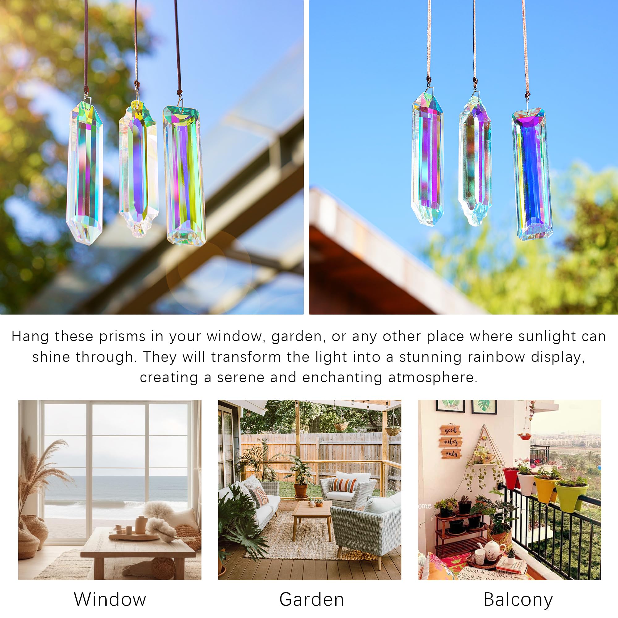 Lifestyle shot of YU FENG Crystal Suncatcher in a bright room