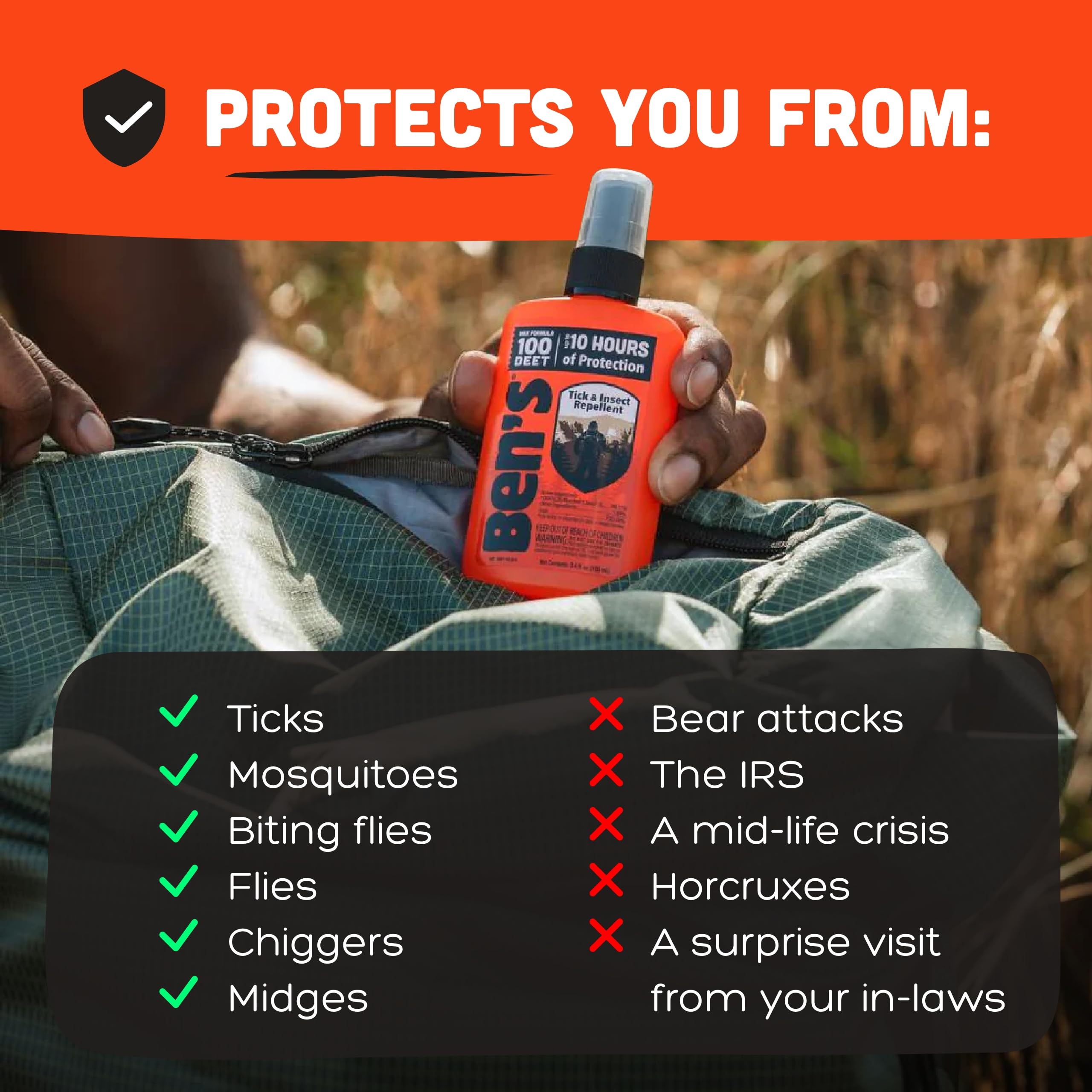 Lifestyle use of Ben's 100 DEET on a hiking trip