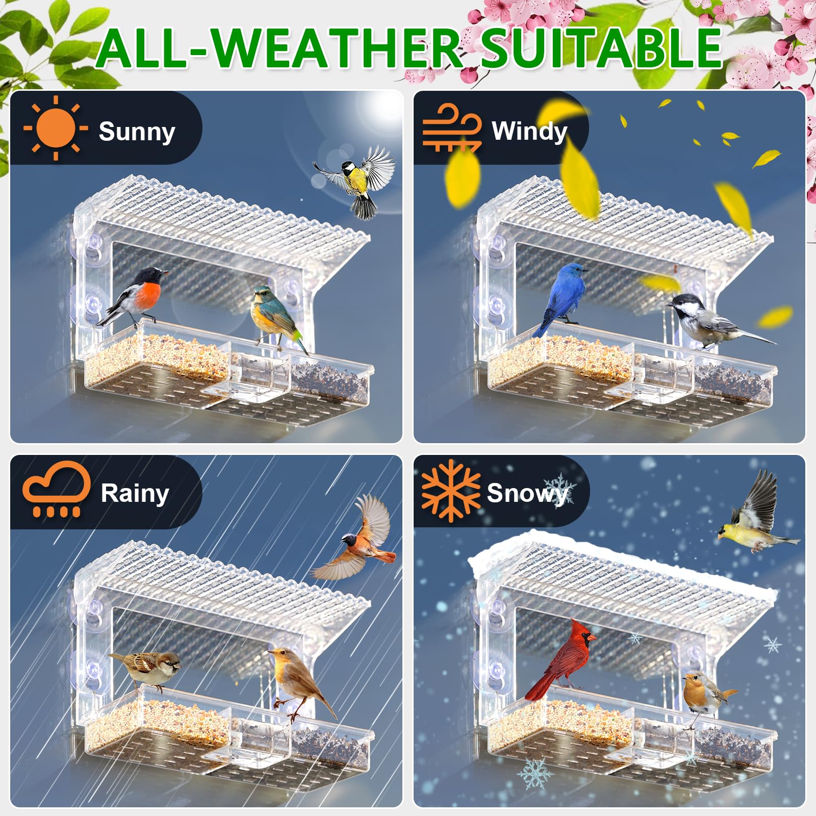 Lifestyle view of Gbekery Window Bird Feeder in home setting