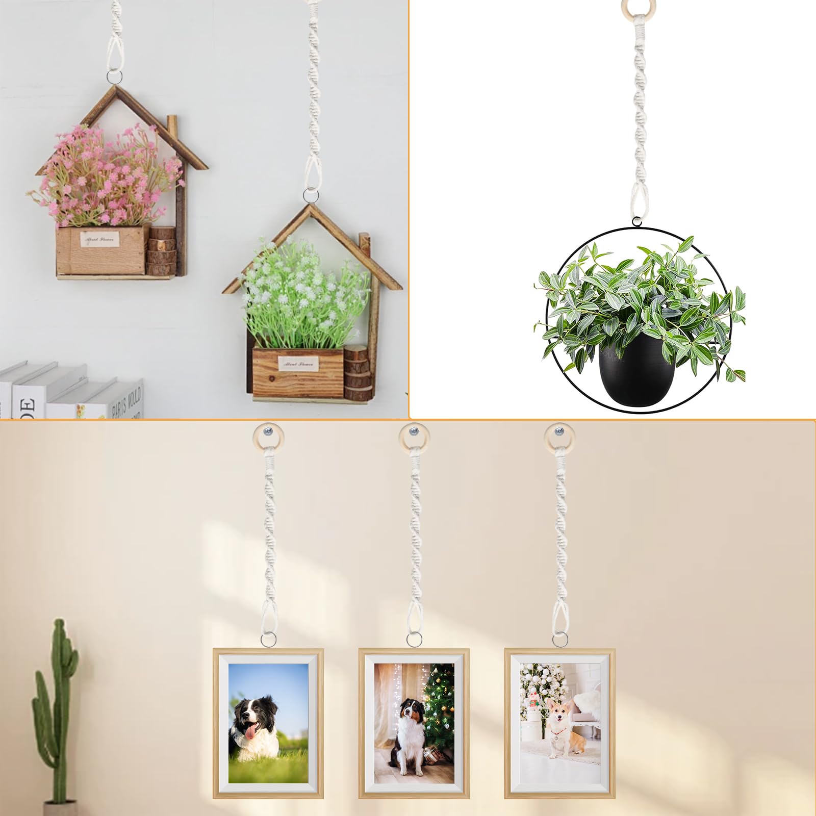 Lifestyle view of SUMERSHA Macrame Plant Hanger Extenders in a garden