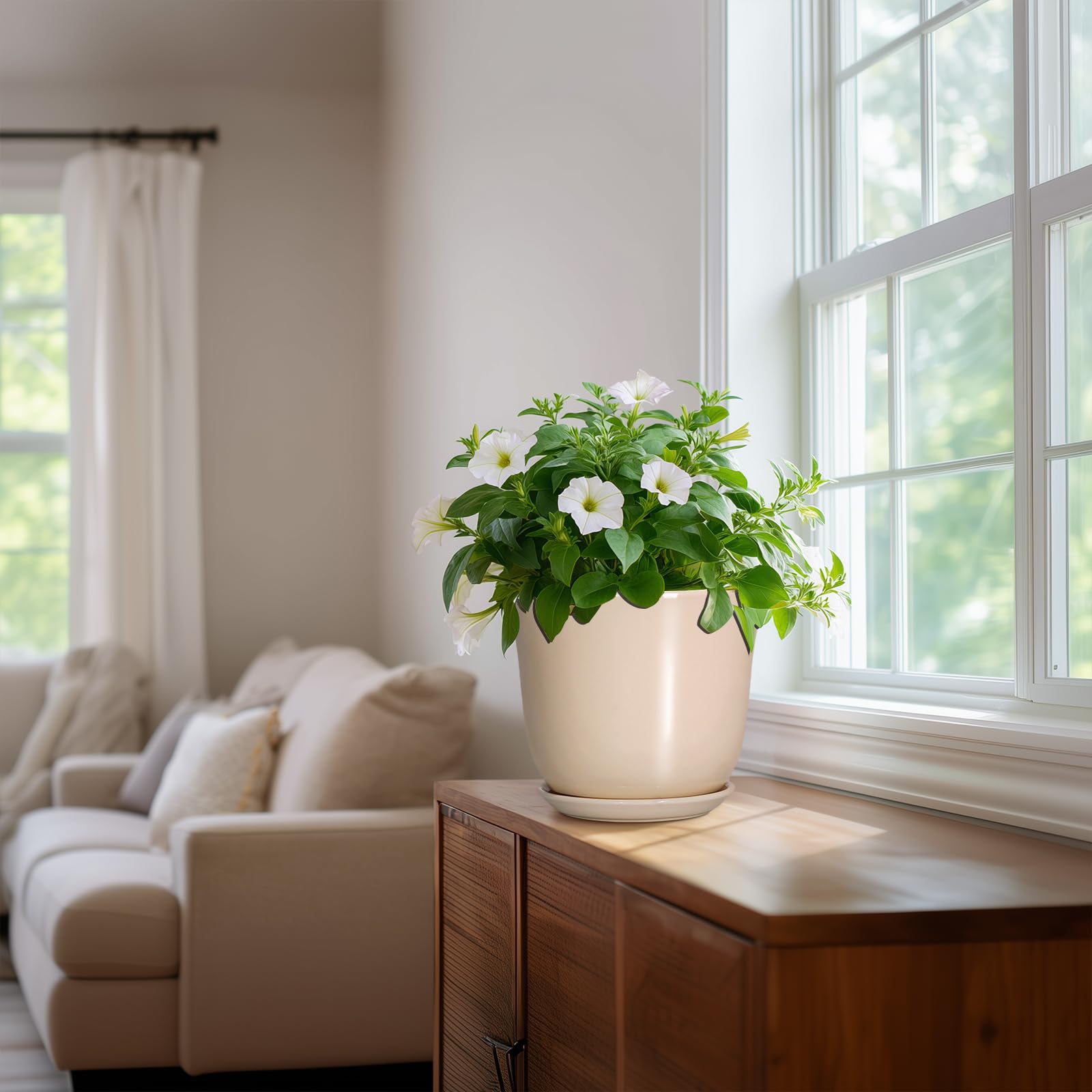Lifestyle view of SUNPOTFOR plant pot in a living room