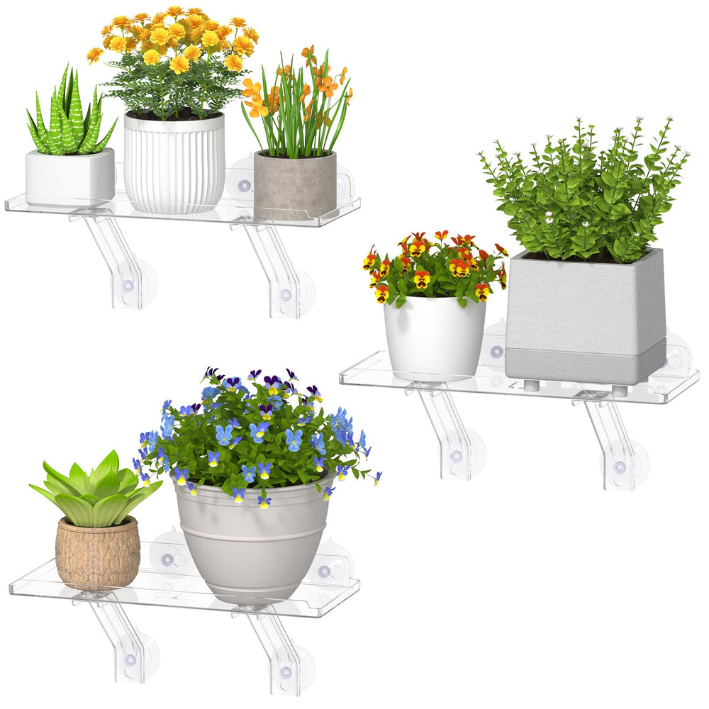 Lifewit 6" window plant shelf with succulent pots