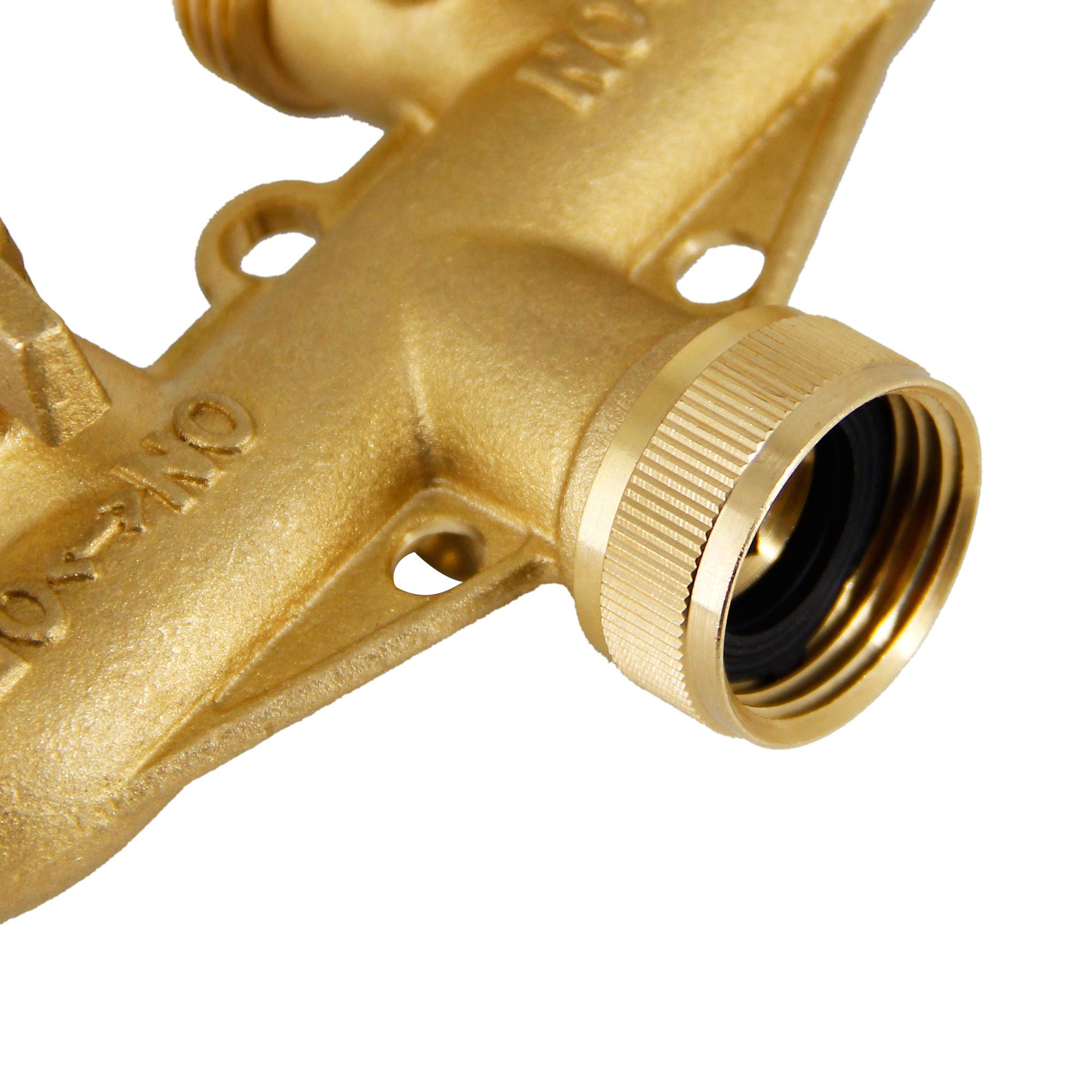 Lifynste 4 Way Brass Hose Splitter showcasing four hose connections