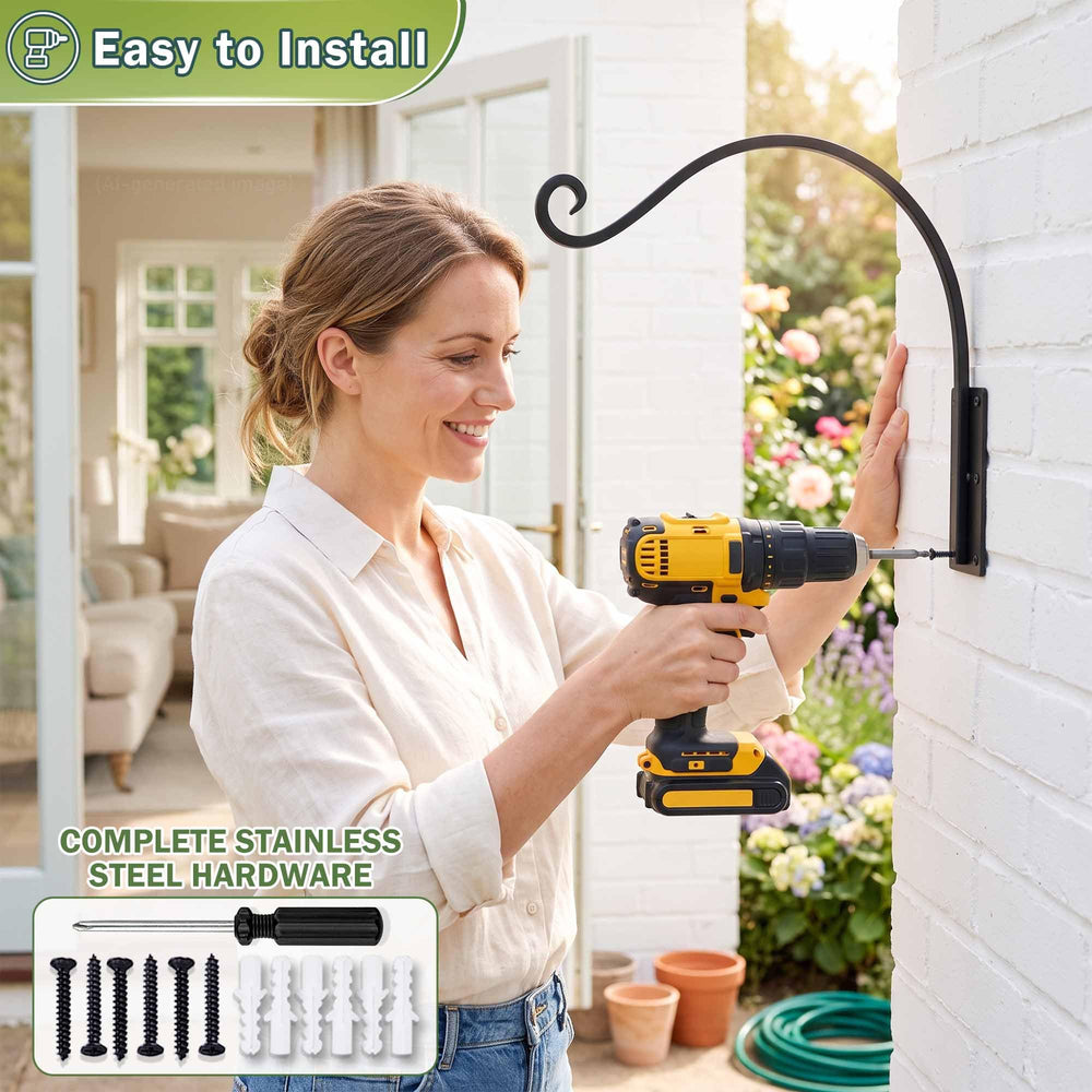 Lifyzoon Heavy Duty Plant Hanger Bracket 22 inch close-up of curved design
