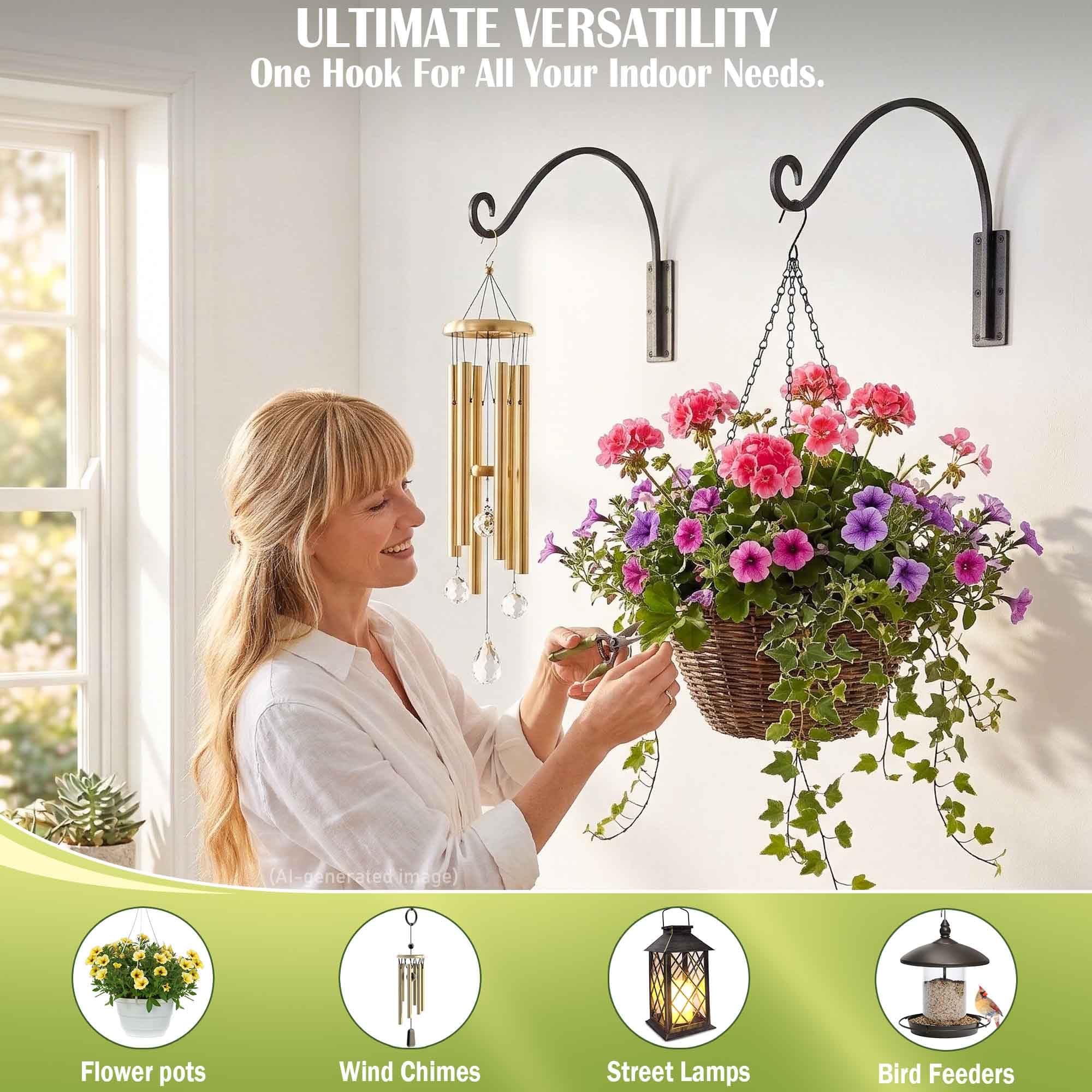 Lifyzoon Heavy Duty Plant Hanger Bracket 22 inch with decorative lantern