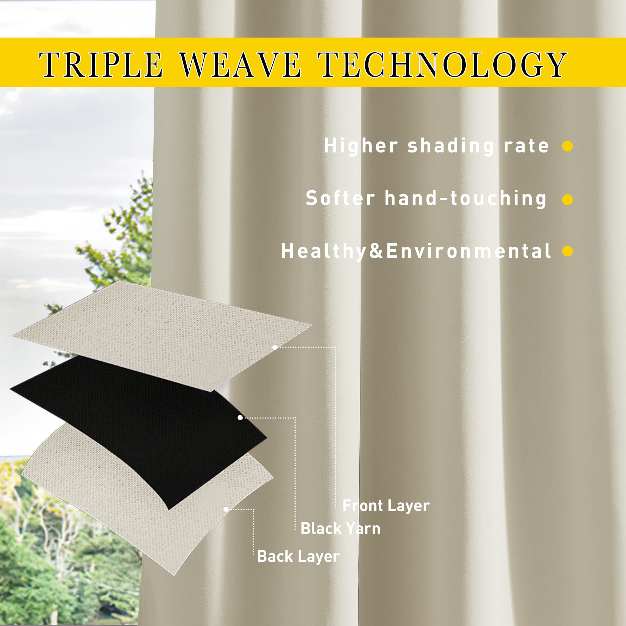 Light Beige NICETOWN Outdoor Curtain in garden setting