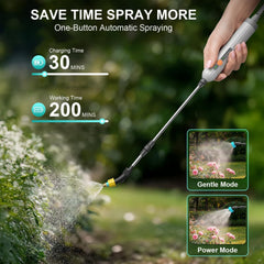 Light Green Tarden sprayer with visible battery display