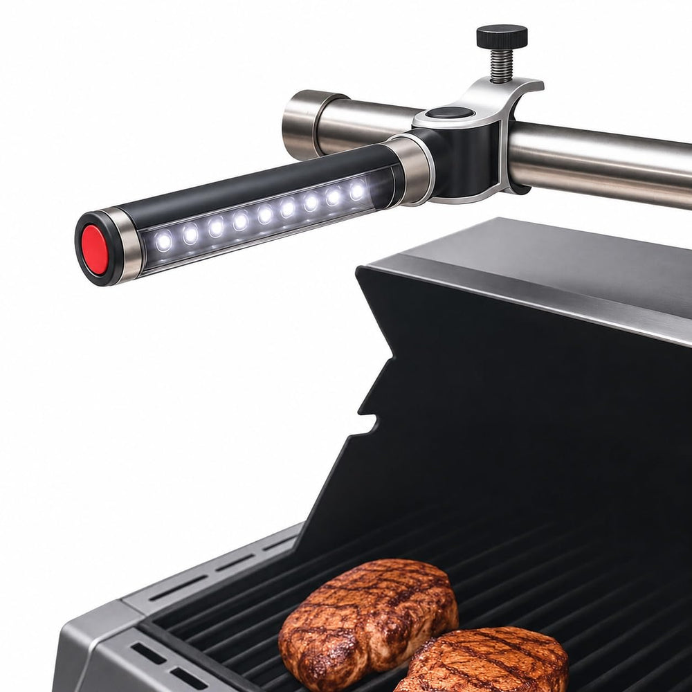 LIGHTACCENTS LED BBQ Grill Light front view with adjustable clamp