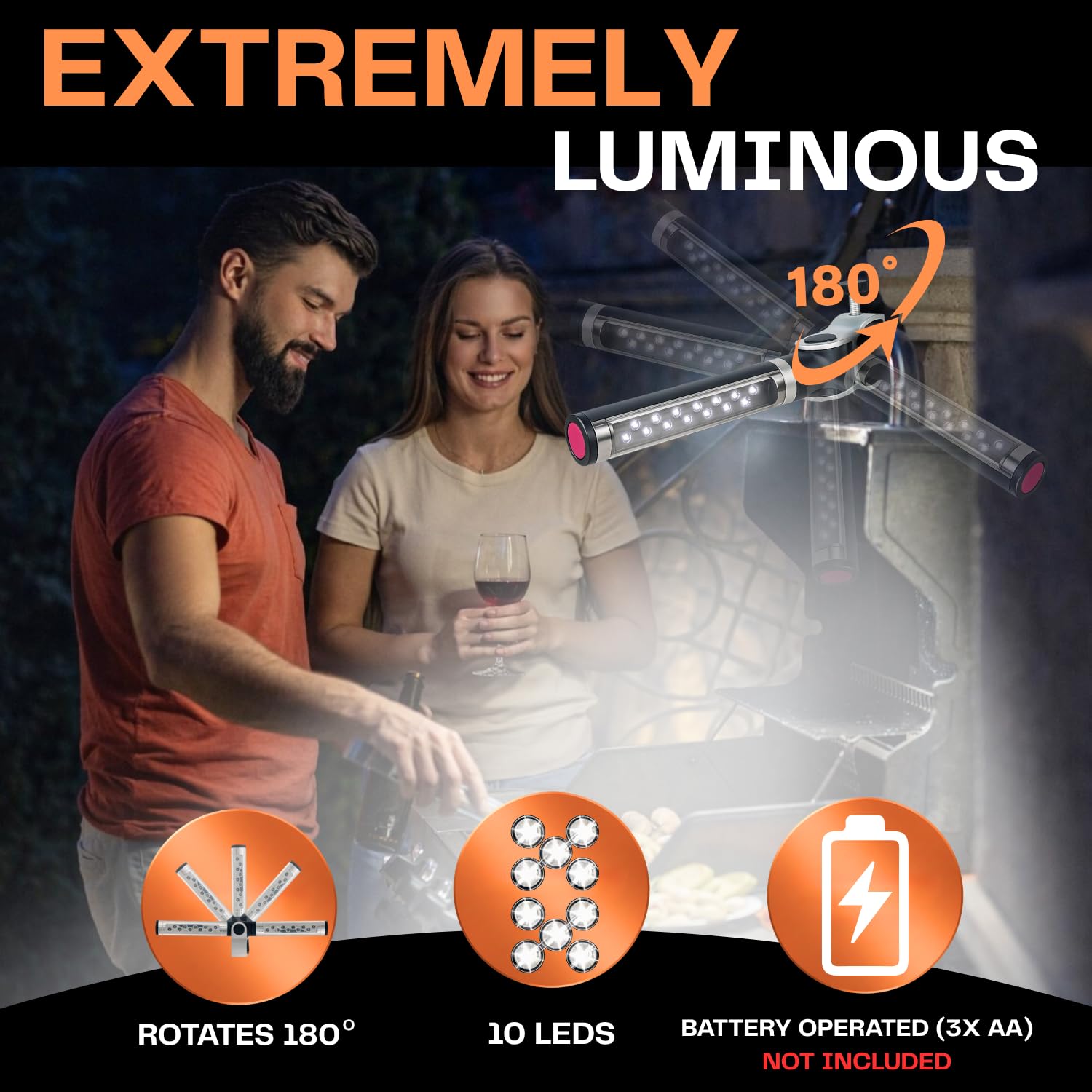 LIGHTACCENTS LED BBQ Grill Light mounted on a Weber grill