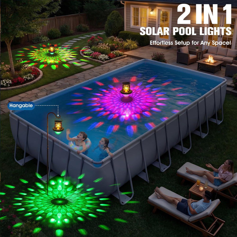 LightHacker pool lights floating among garden plants