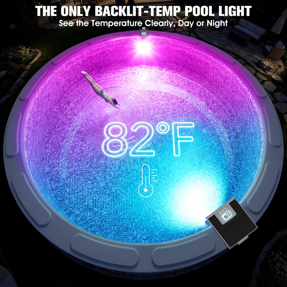 LightHacker Solar Pool Light set in a steel wall above ground pool
