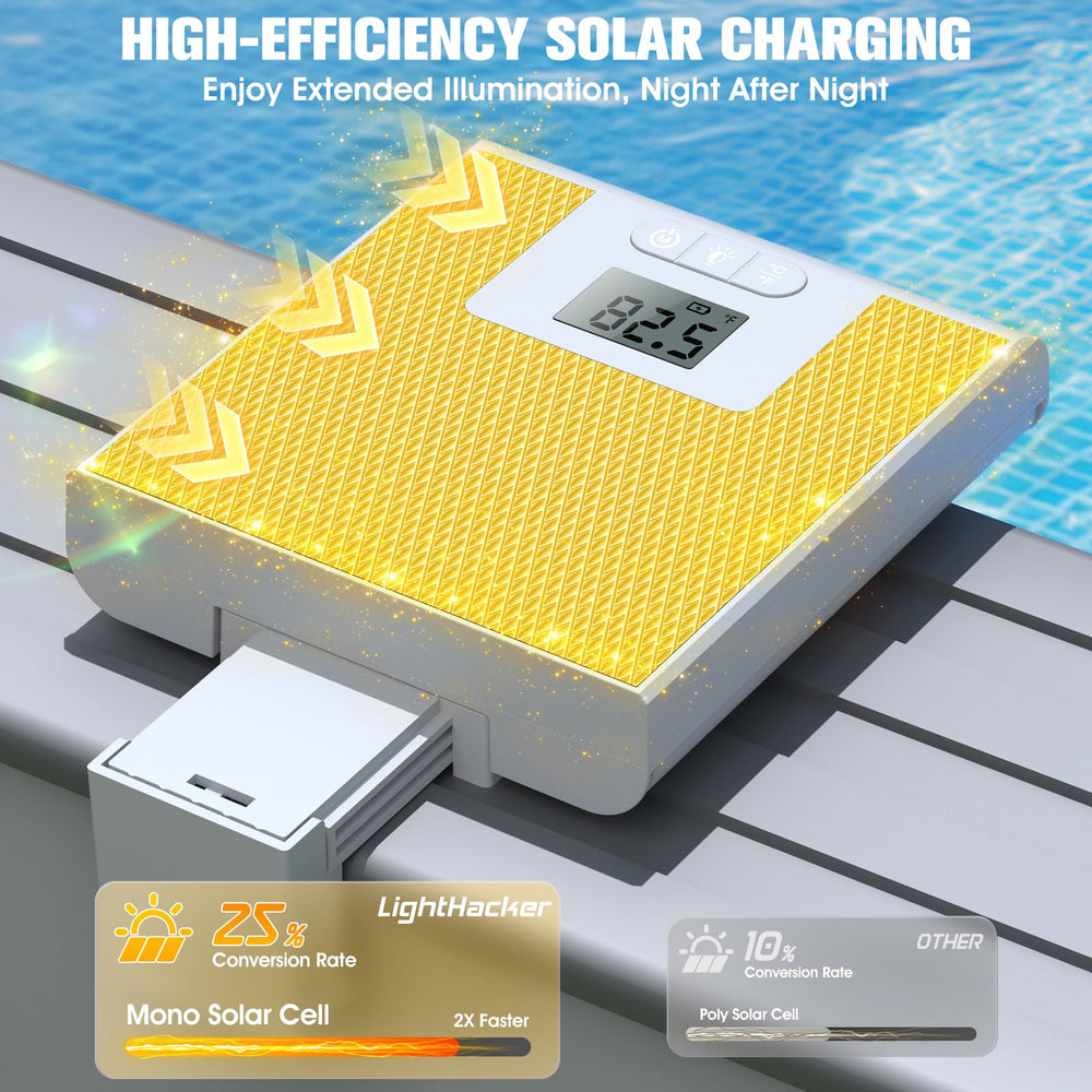 LightHacker Solar Pool Light showing temperature display