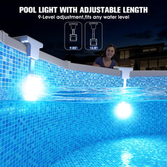 LightHacker Solar Pool Light with solar panel charging