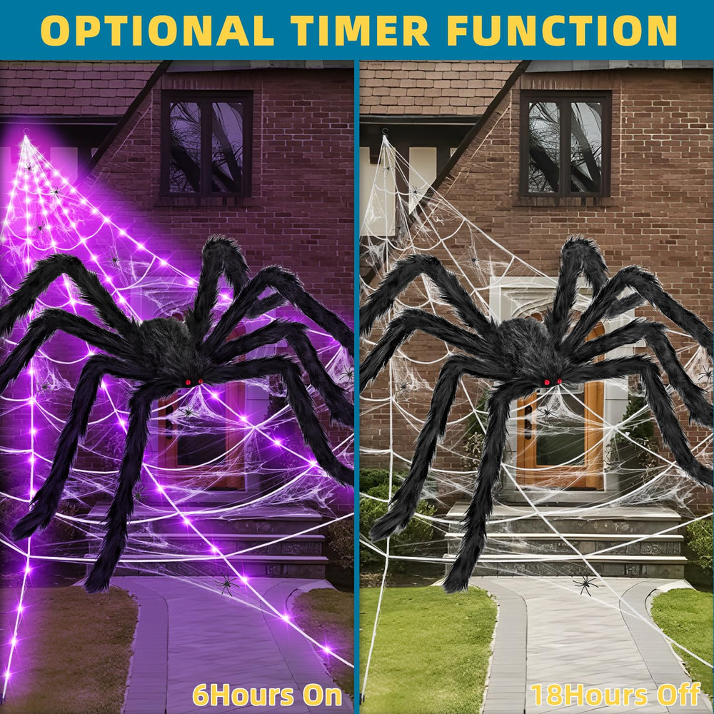 Lighting modes displayed on the Halloween spider web decoration