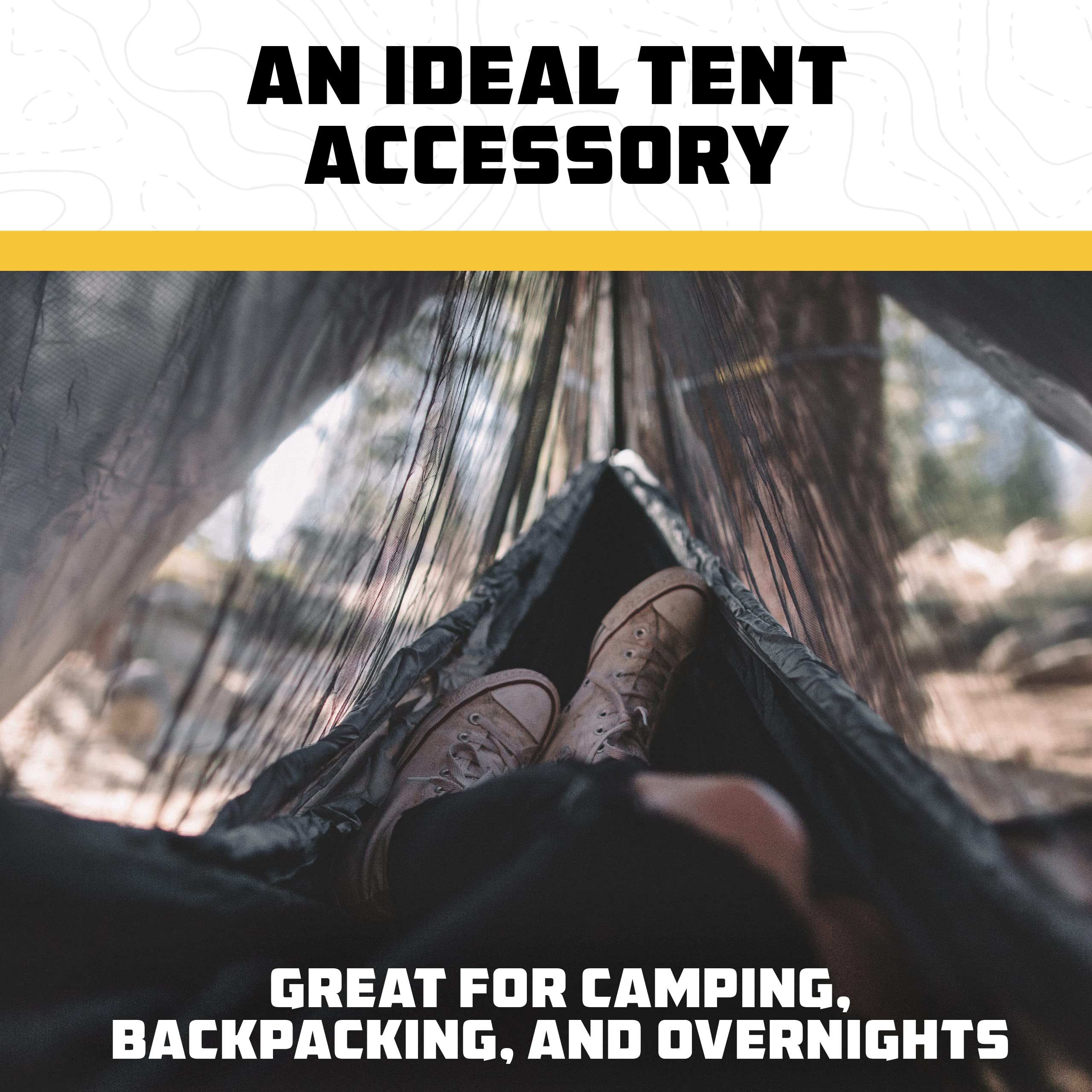 Lightweight bug netting displayed with hammock