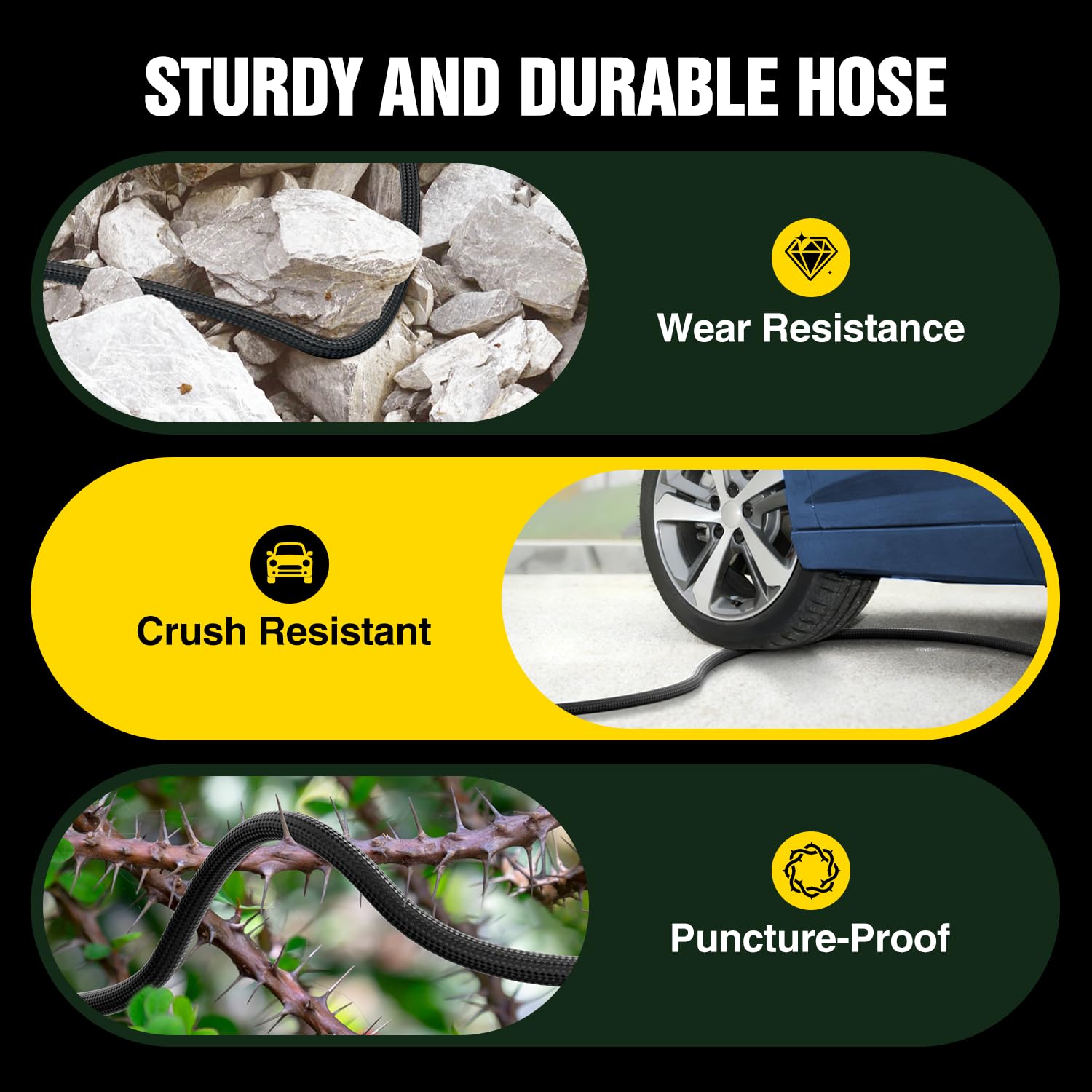 Lightweight Yetogib garden hose rolled up for storage