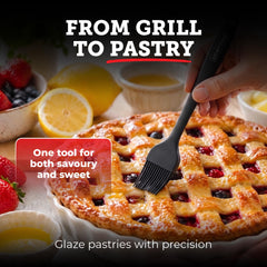 Lightyear Silicone Basting Brush in use on grilled meat