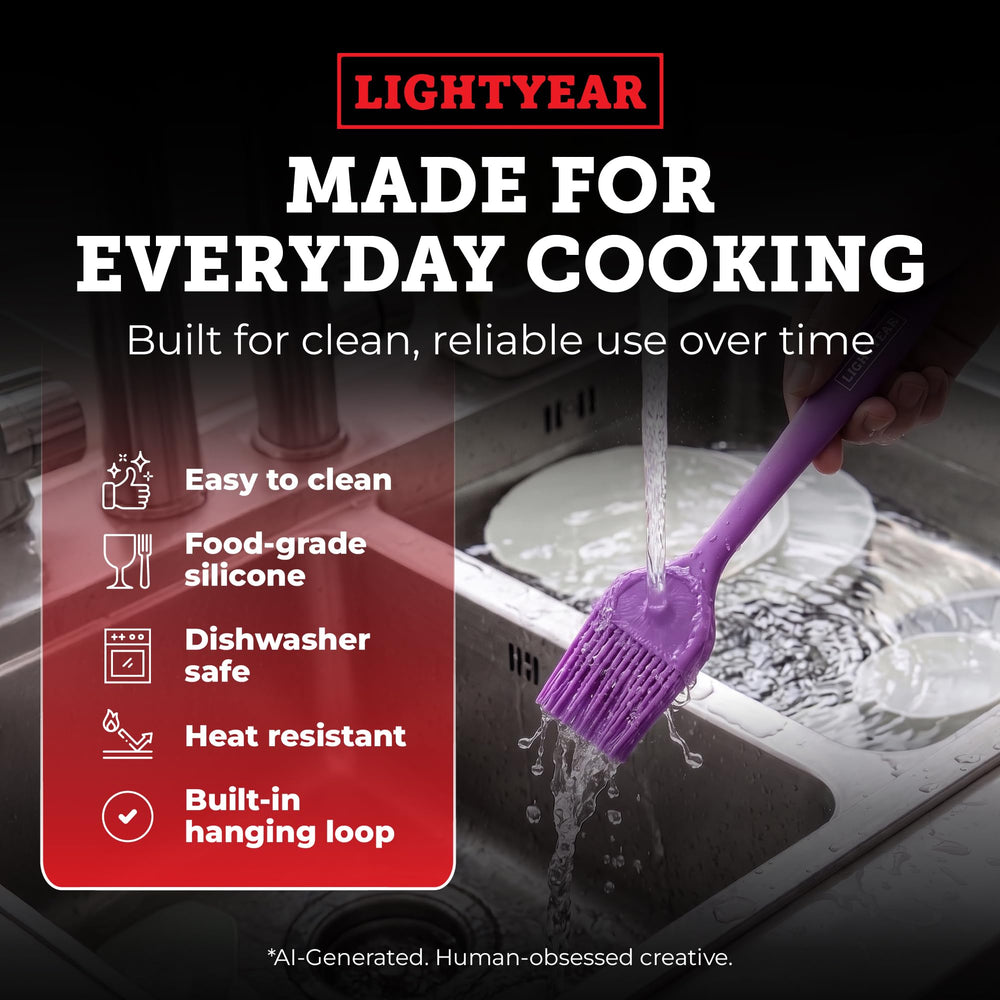 Lightyear Silicone Basting Brush with various sauces