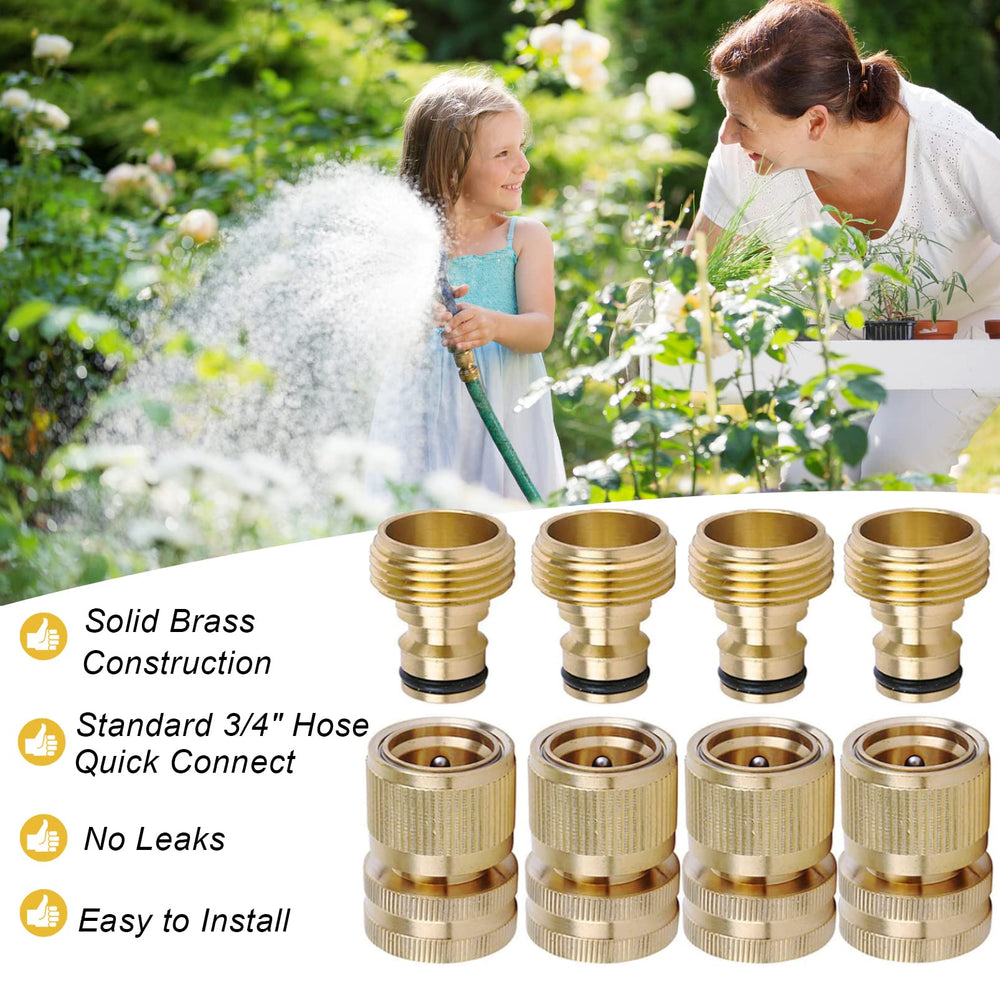 LIKAGE Brass Hose Quick Connect package contents including washers