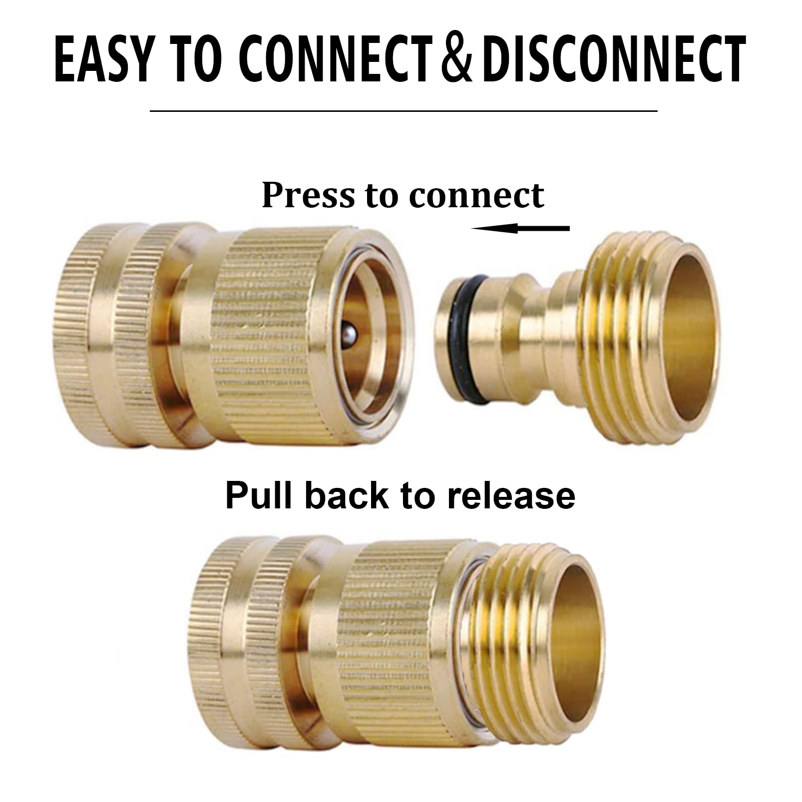 LIKAGE Brass Hose Quick Connect showing male and female connectors