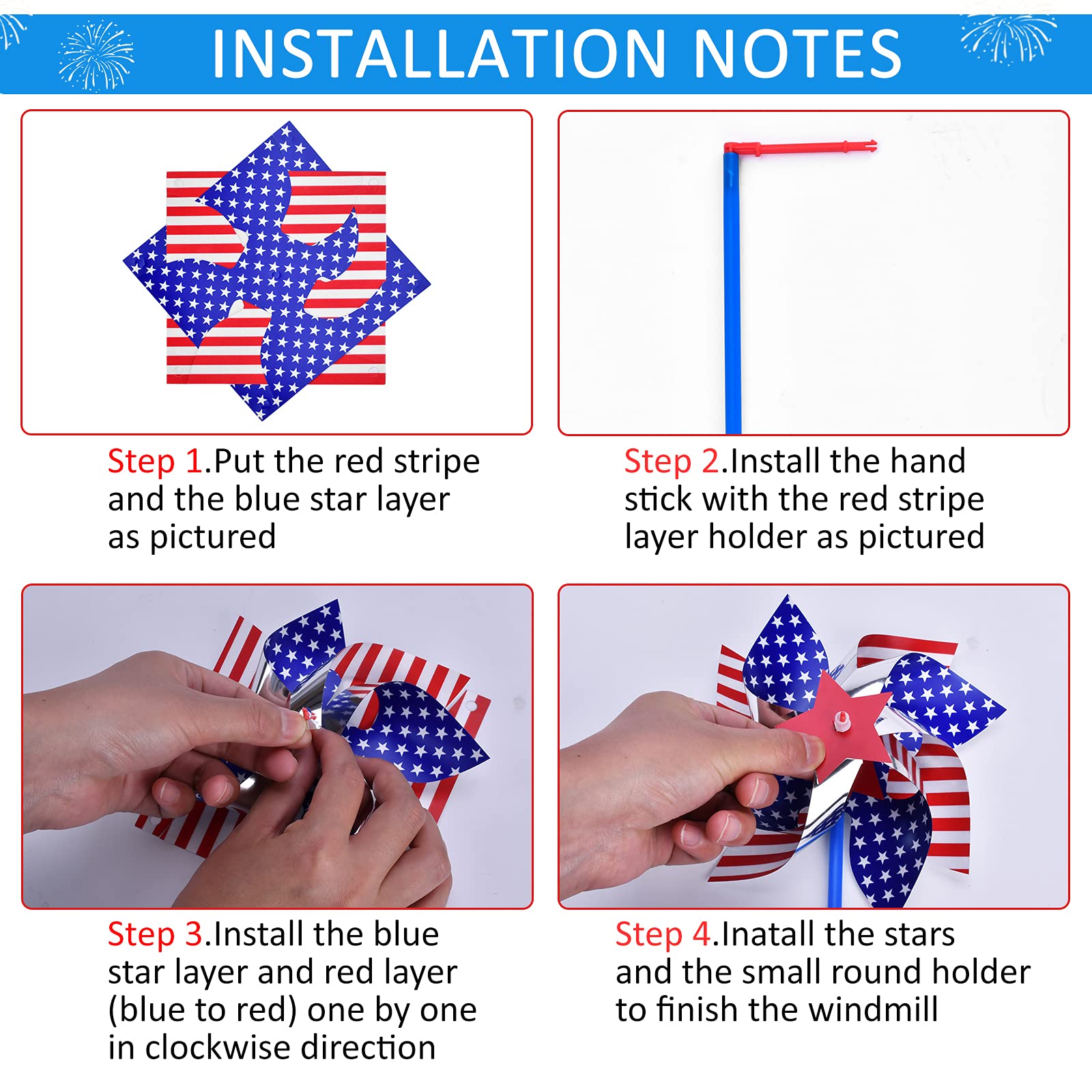 Likeny patriotic wind spinner displayed on a patio