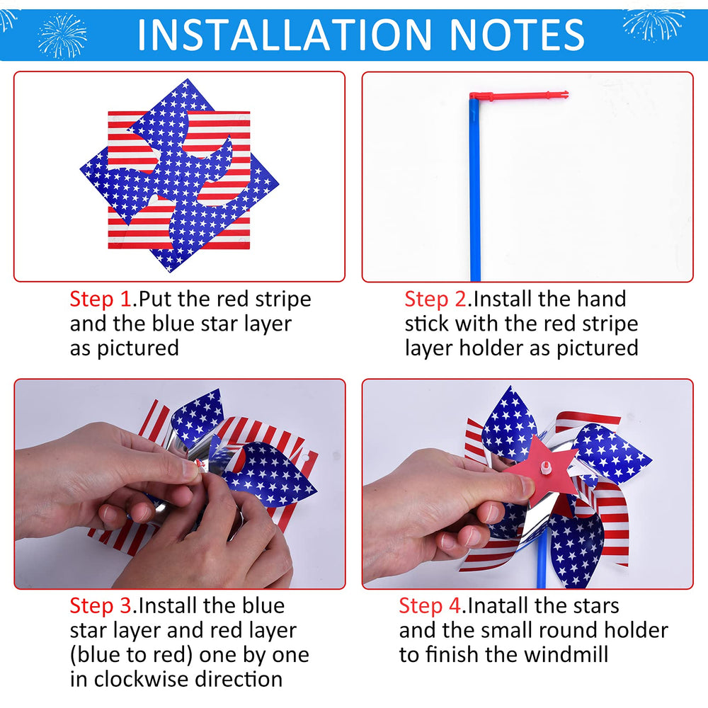 Likeny patriotic wind spinner displayed on a patio