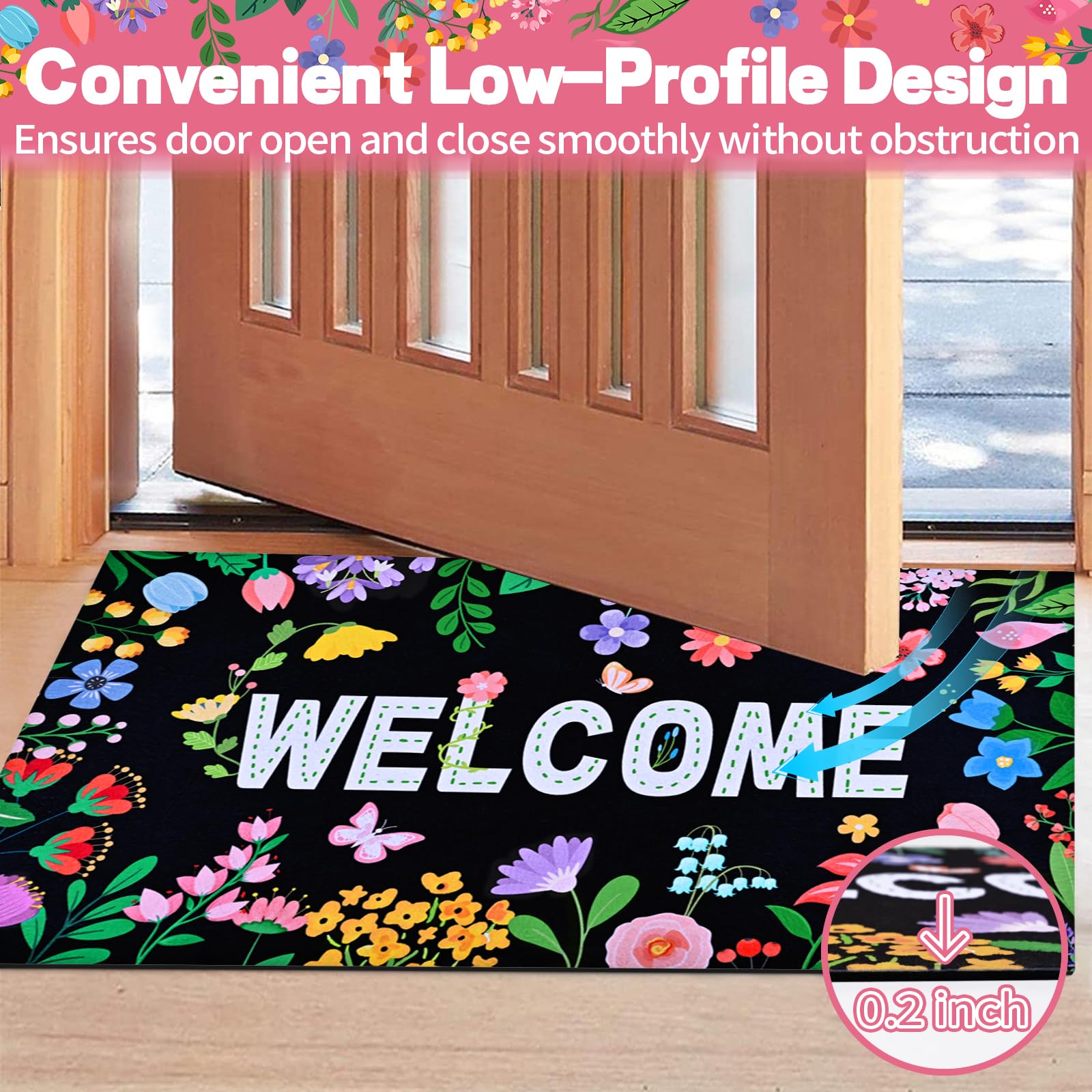Likiyol Floral Door Mat in a garden setting