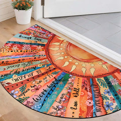 Likiyol Sun Door Mat 24" x 36" front view with vibrant floral design