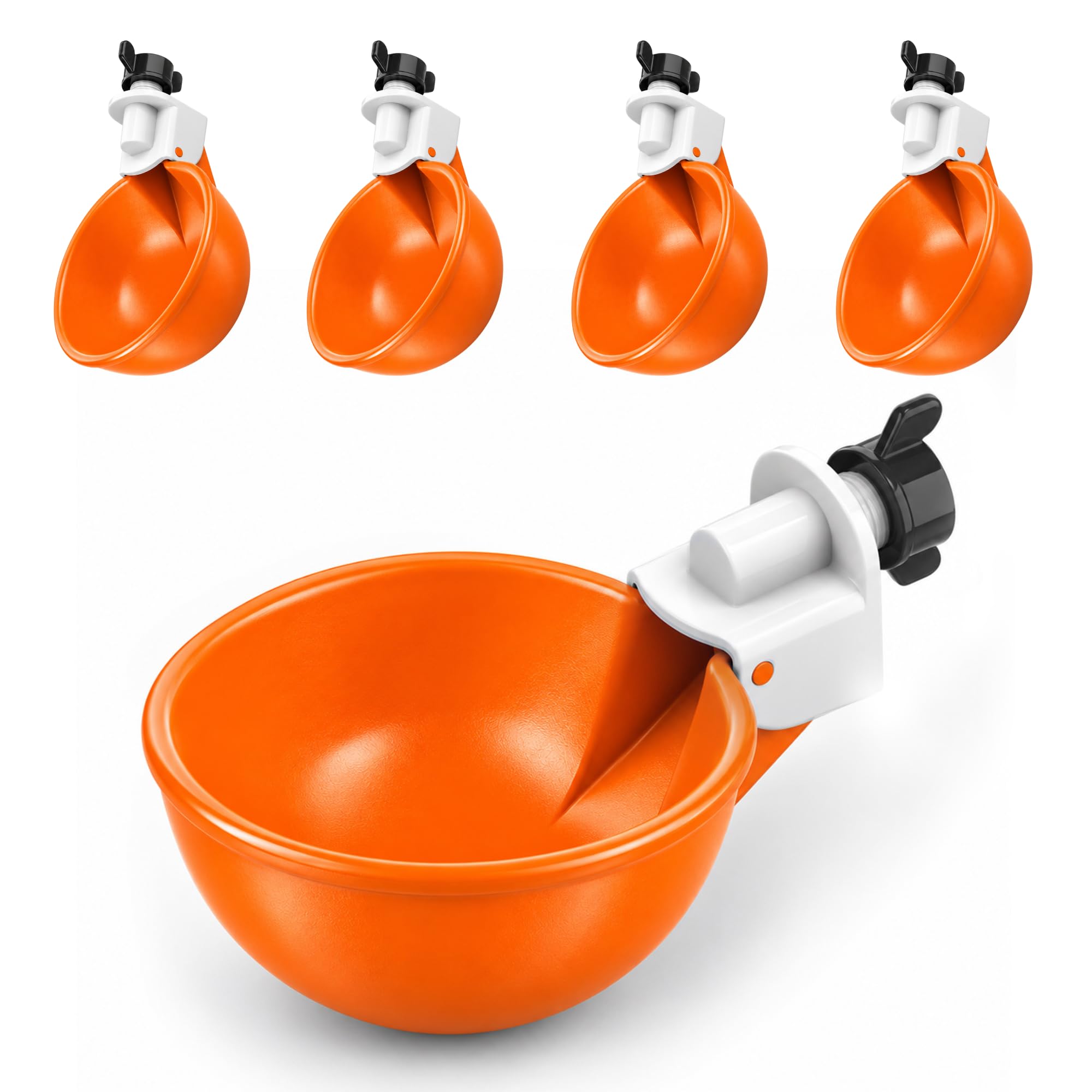 Lil'Clucker Automatic Chicken Waterer Cup front view, orange