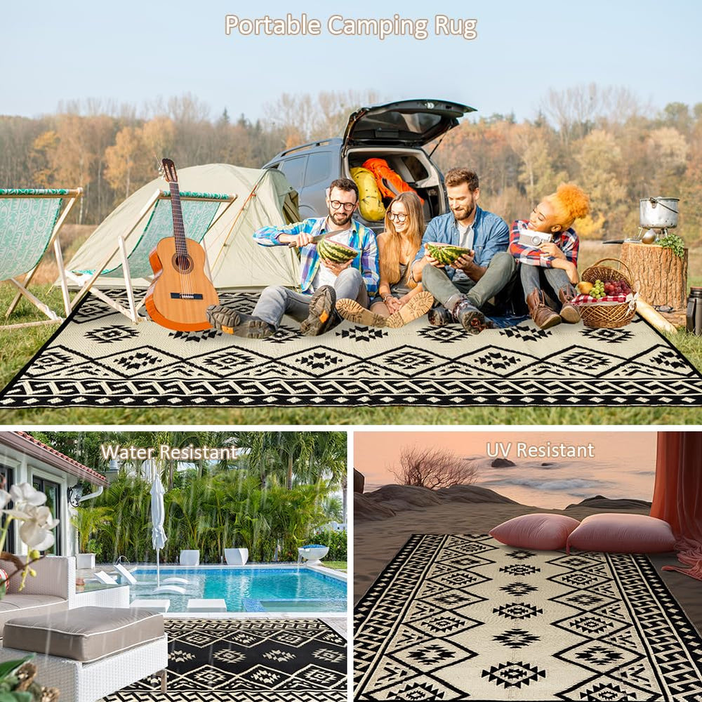 LILIOFFIC Outdoor Rug 5x8 ft in a garden setting